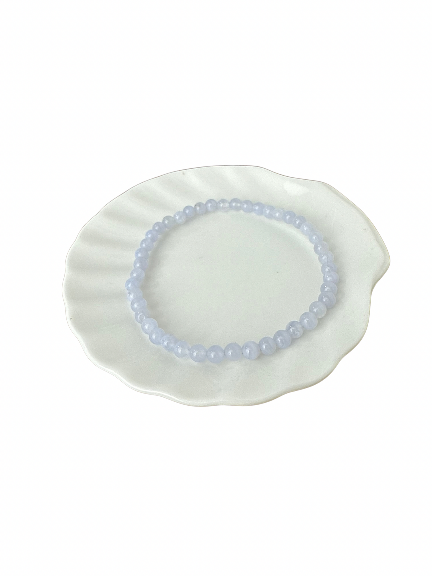 Blauwe Chalcedoon (Blue Lace Agaat) kogelarmband 4 mm