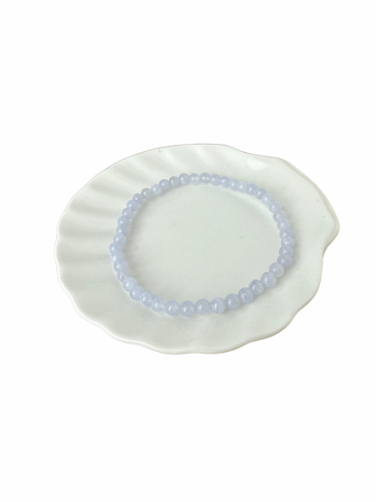 Blauwe Chalcedoon (Blue Lace Agaat) kogelarmband 4 mm