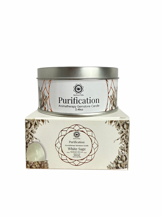 Gemstone scented candle Green Tree: Purification - White Sage