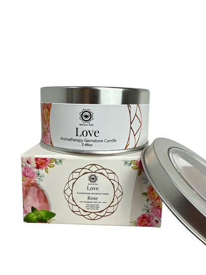 Gemstone scented candle Green Tree: Love - Rose