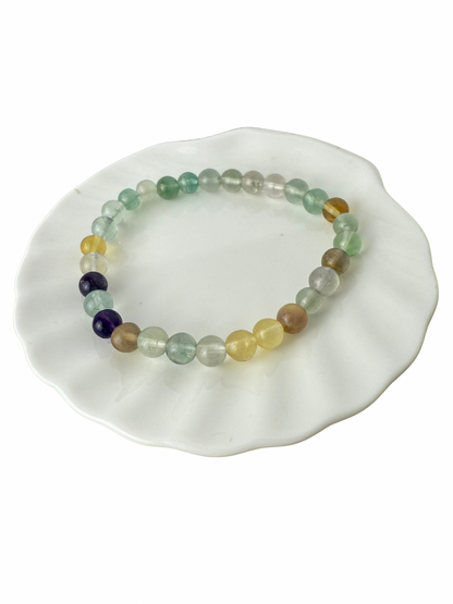 Fluorite bracelet ball 6 mm