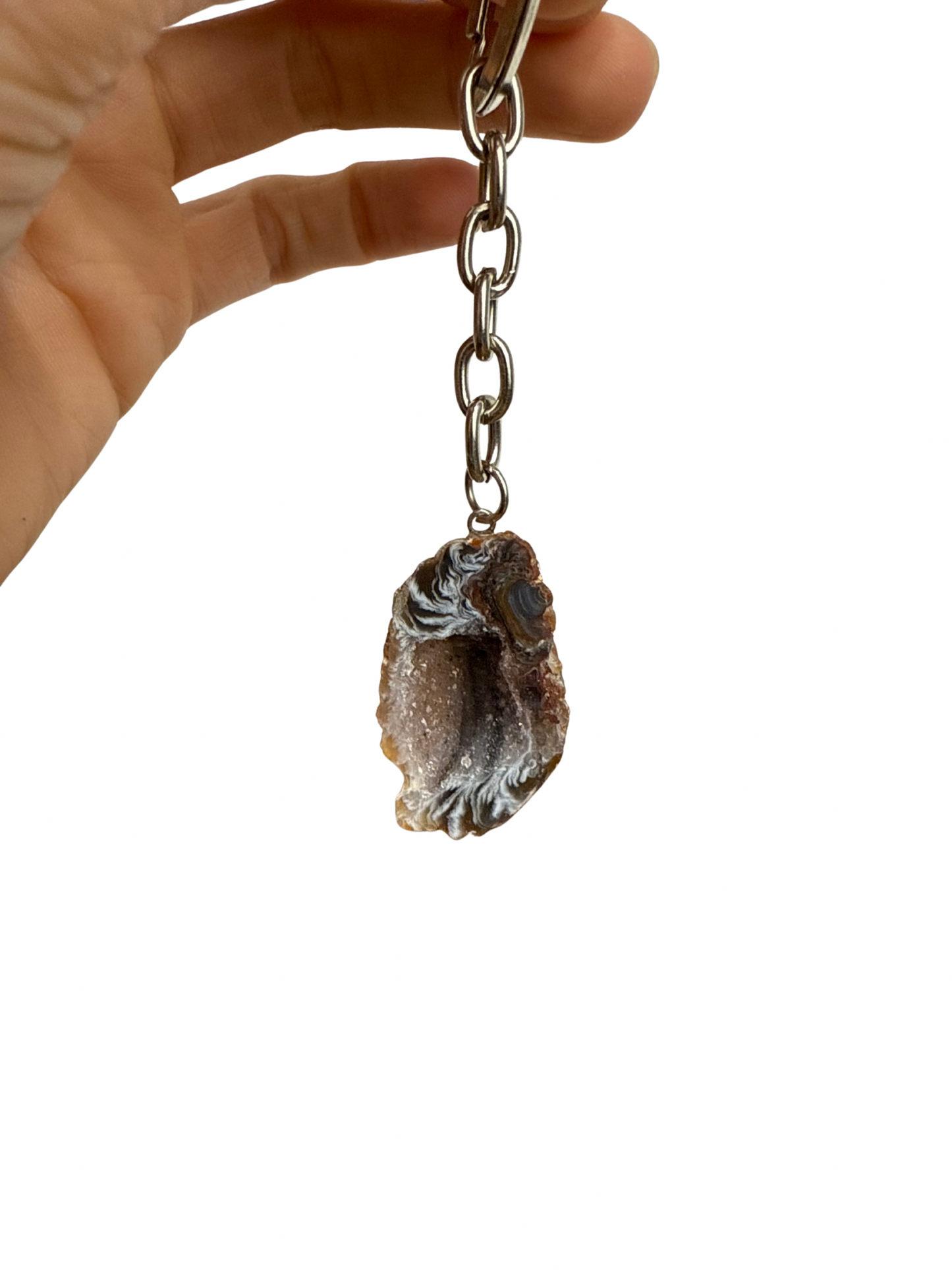 Agate geode keychain