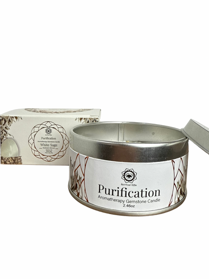 Gemstone scented candle Green Tree: Purification - White Sage