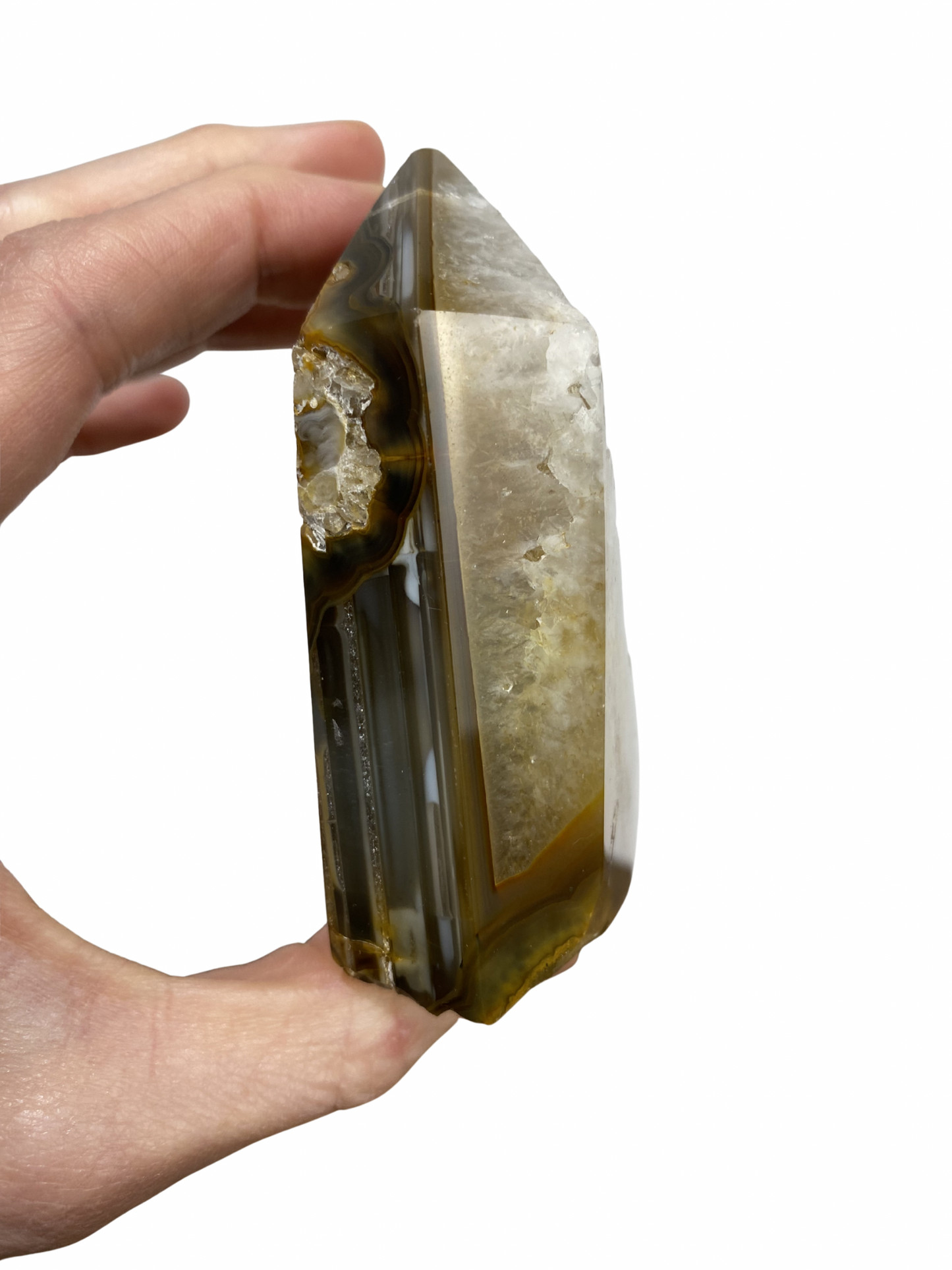 Agate tower with druzy Amethyst