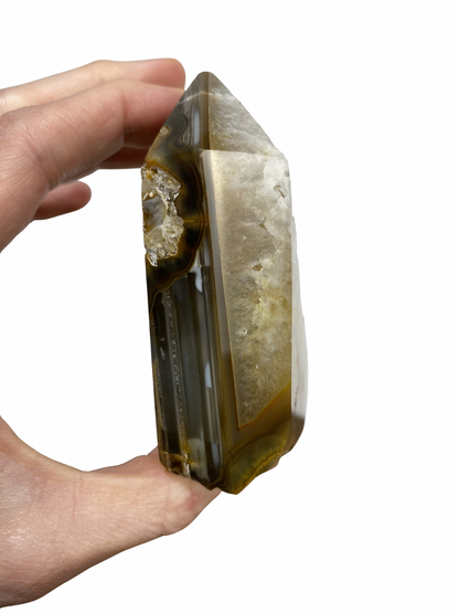 Agate tower with druzy Amethyst