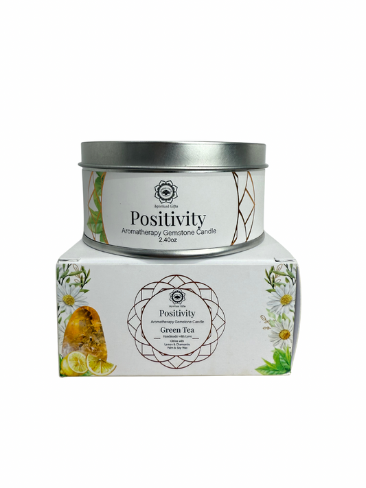 Gemstone scented candle Green Tree: Positivity - Green Tea
