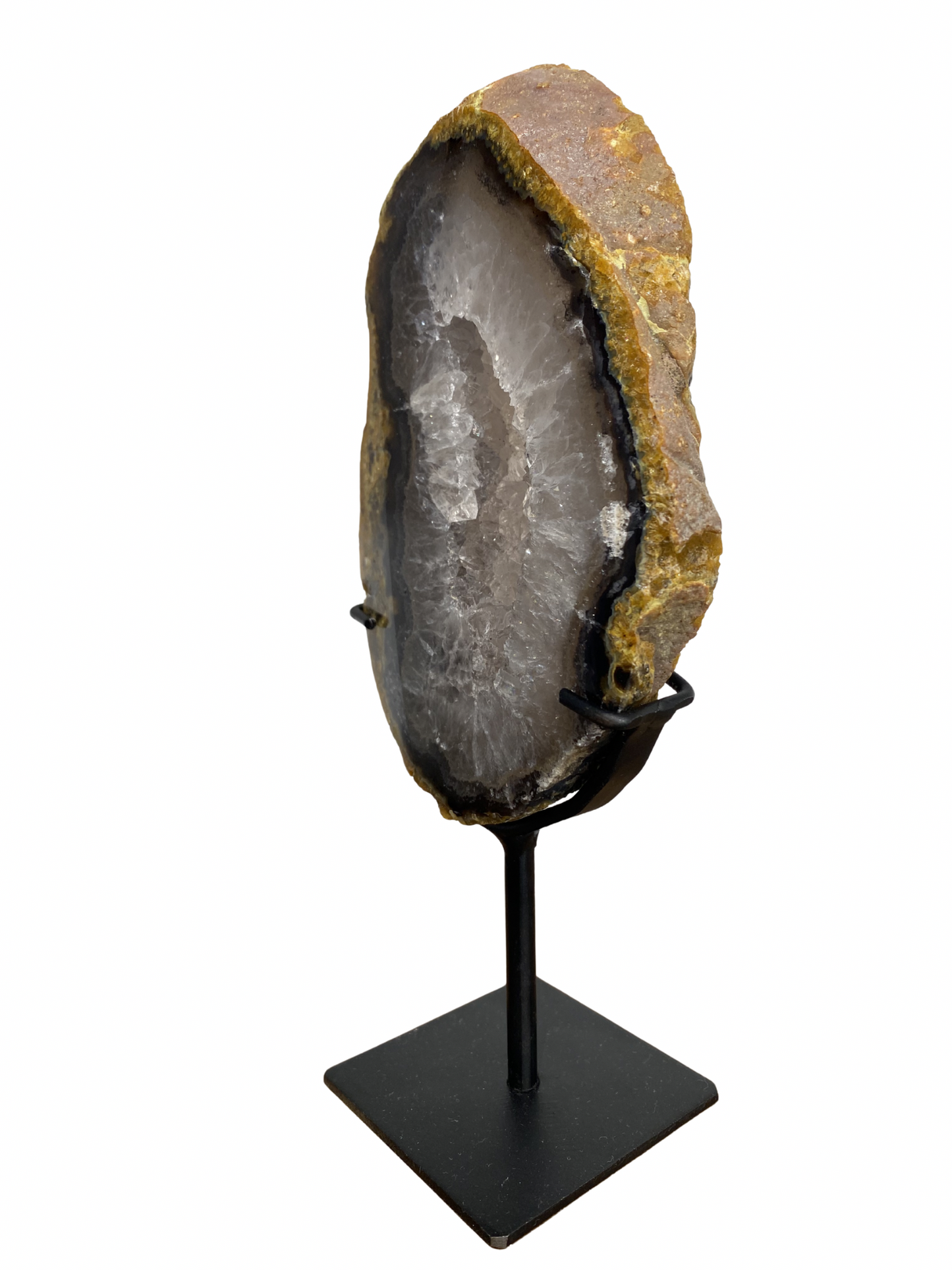 Agaat schijf op standaard met druzy kristallen 2