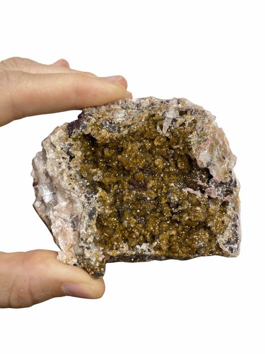 Mangaan Kwarts met Druzy Hematiet kristallen (Manganiet)