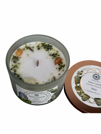 Gemstone scented candle Green Tree: Inner Growth - Mint
