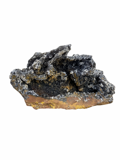 Mangaan Kwarts met Druzy Hematiet kristallen (Manganiet)