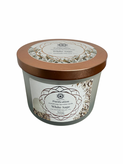 Gemstone scented candle Green Tree: Purification - White Sage