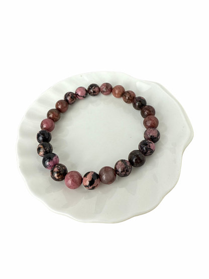 Rhodoniet kogelarmband 8 mm