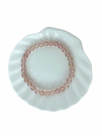 Aardbeienkwarts armband kogel 6 mm