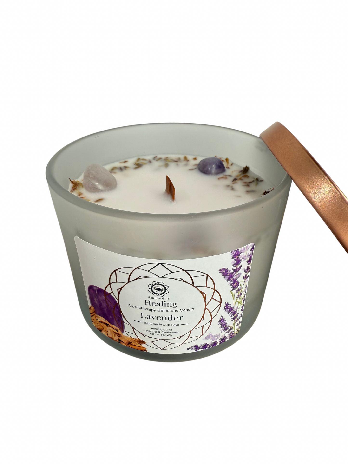 Gemstone scented candle Green Tree: Healing - Lavender
