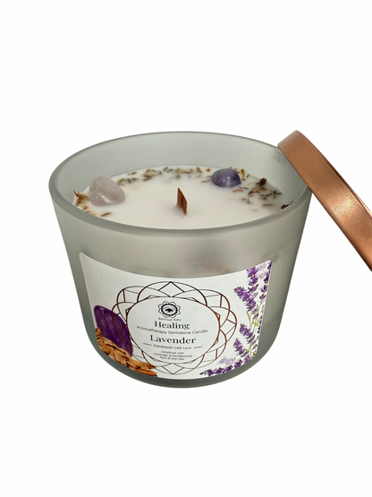 Gemstone scented candle Green Tree: Healing - Lavender