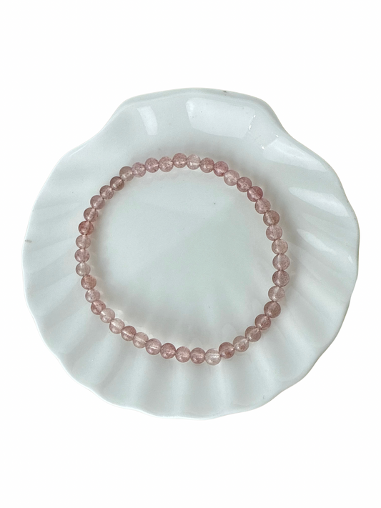 Strawberry quartz bracelet ball 4 mm
