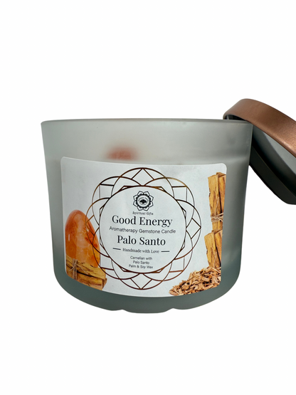 Gemstone scented candle Green Tree: Good Energy - Palo Santo