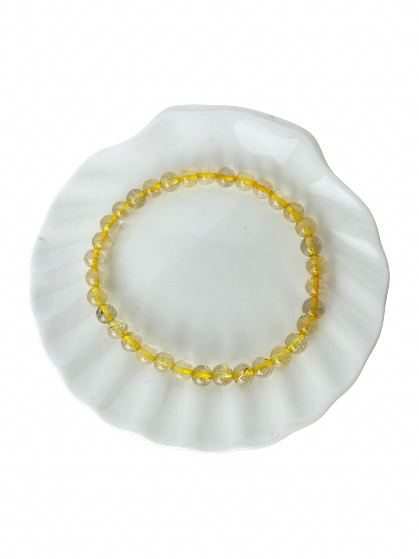 Rutilated quartz bracelet ball 6 mm
