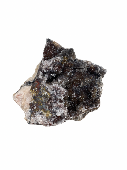 Mangaan Kwarts met Druzy Hematiet kristallen (Manganiet)