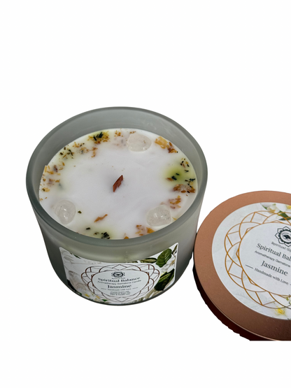 Gemstone scented candle Green Tree: Spiritual Balance - Jasmine
