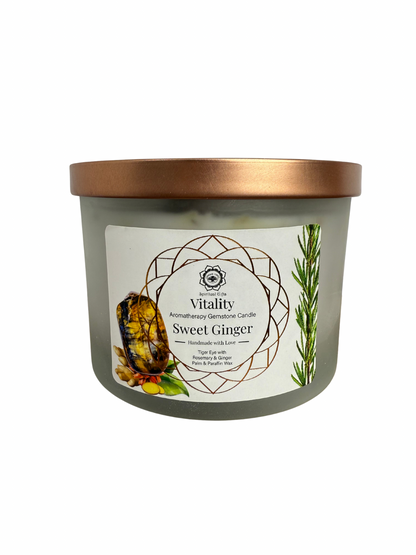 Gemstone scented candle Green Tree: Vitality - Sweet Ginger