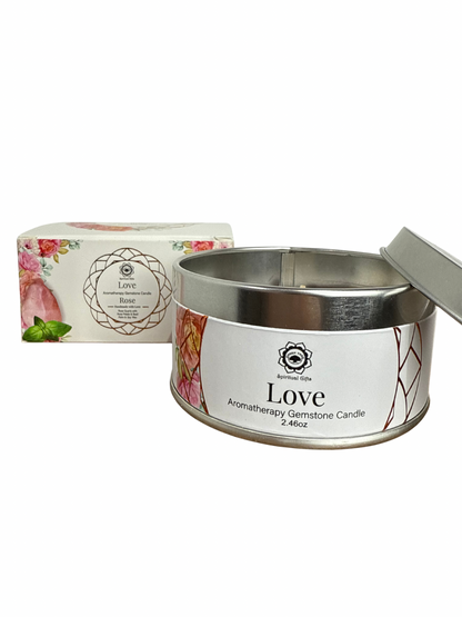 Gemstone scented candle Green Tree: Love - Rose