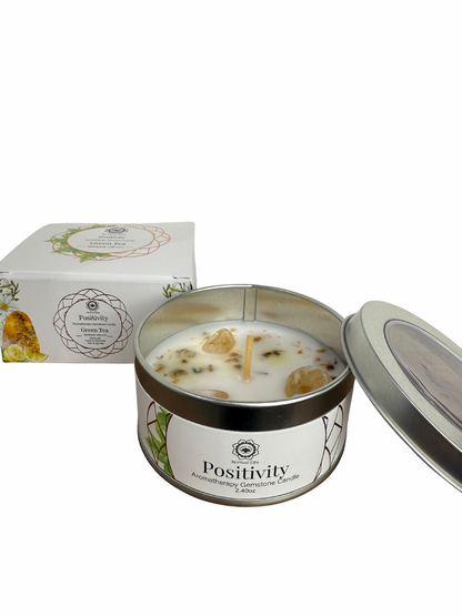 Gemstone scented candle Green Tree: Positivity - Green Tea