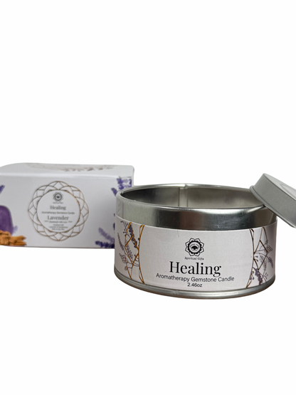 Gemstone scented candle Green Tree: Healing - Lavender