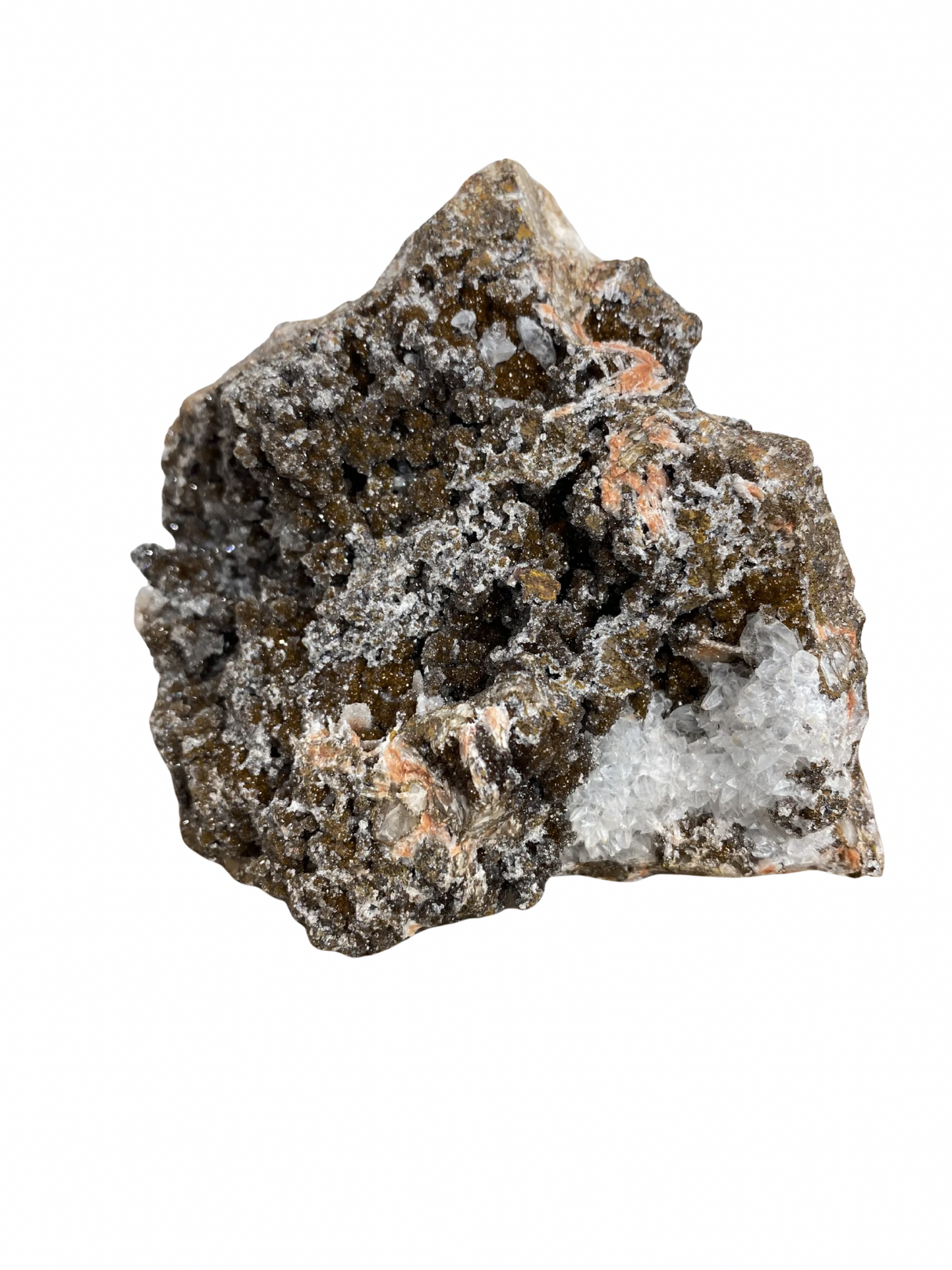 Mangaan Kwarts met Druzy Hematiet kristallen (Manganiet)