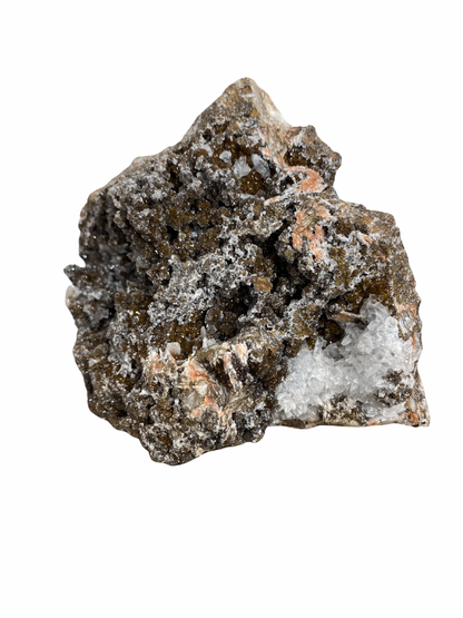 Mangaan Kwarts met Druzy Hematiet kristallen (Manganiet)