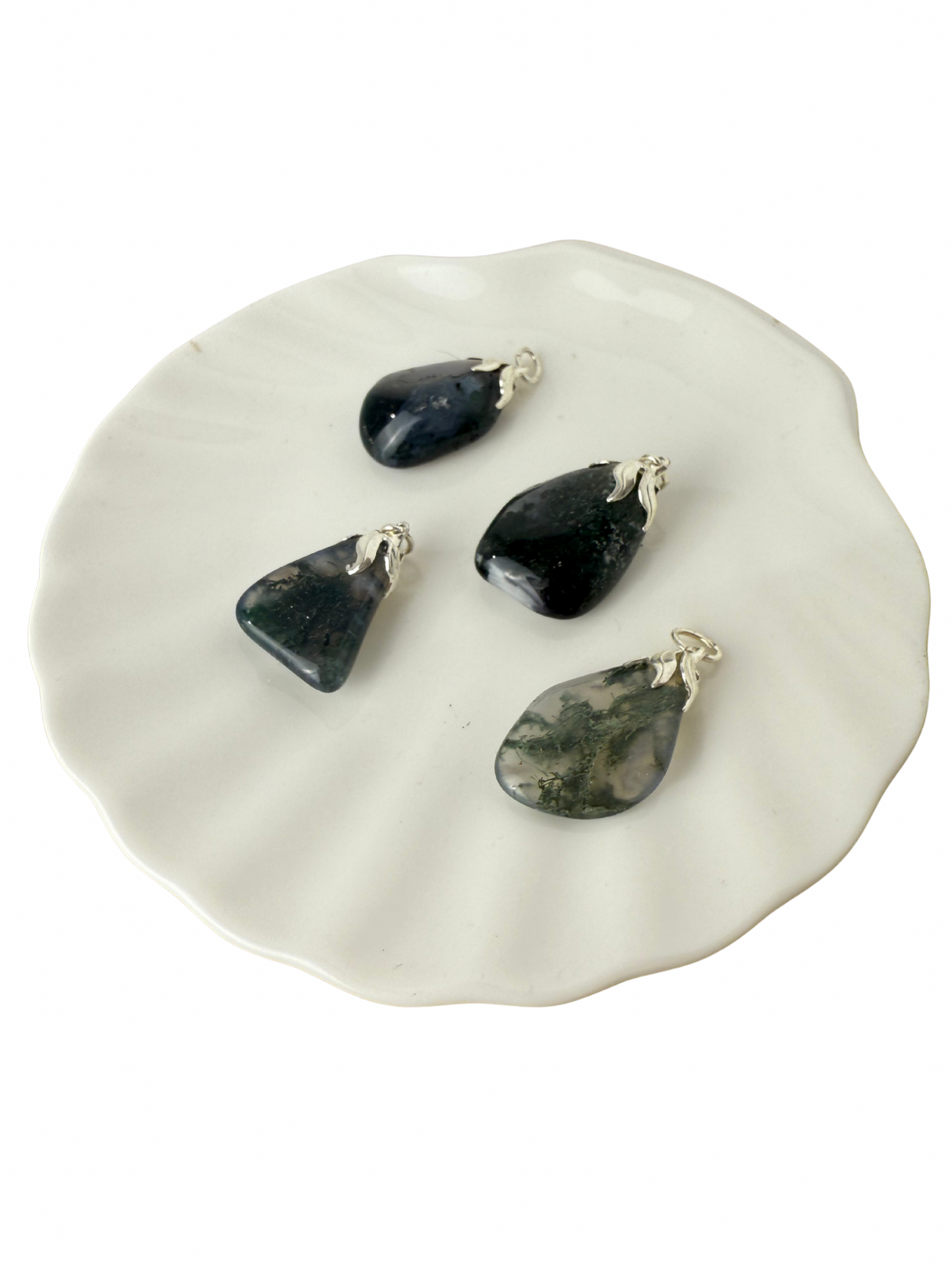 Olivia tumbled stone pendant Moss agate
