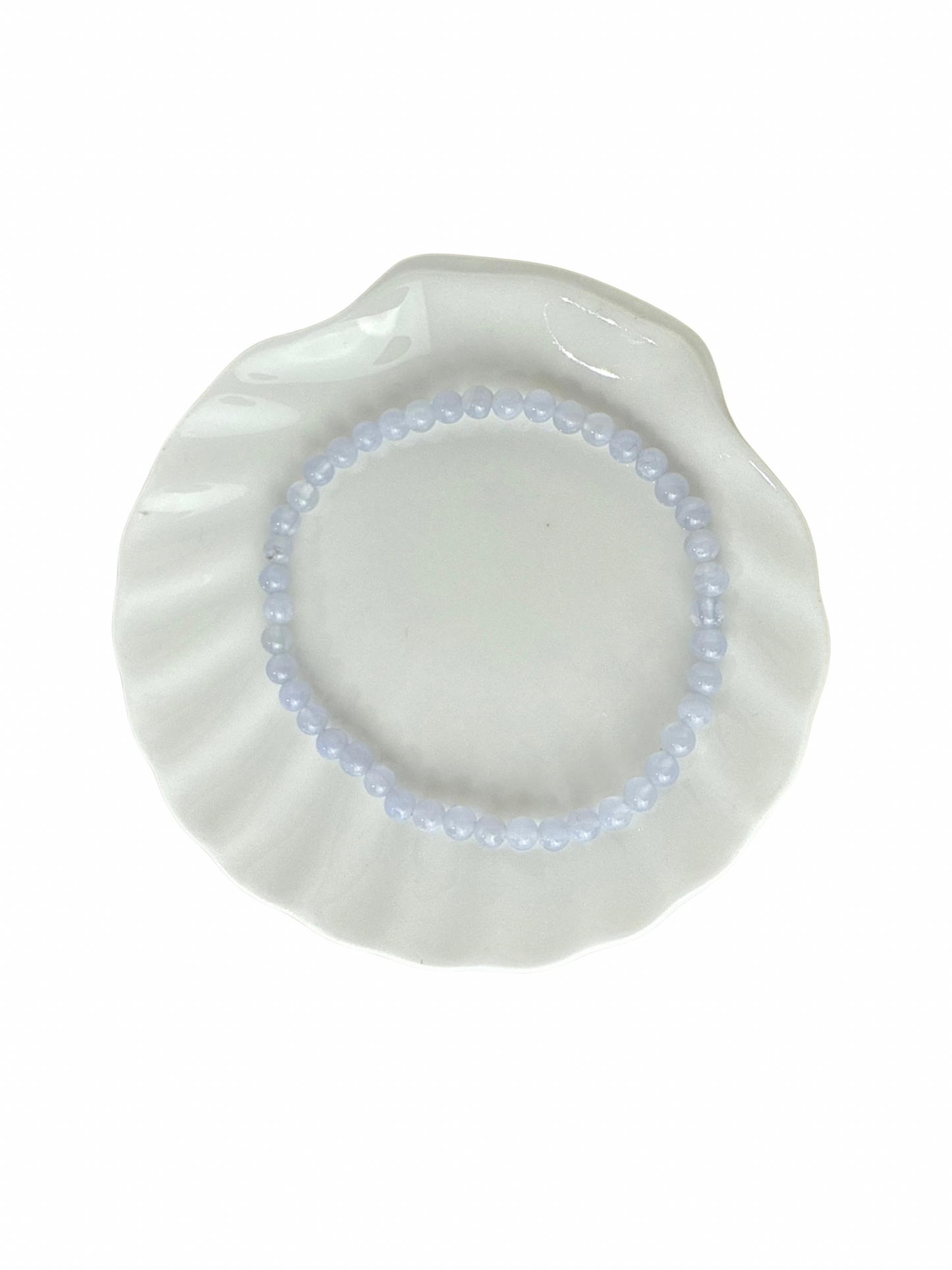 Blauwe Chalcedoon (Blue Lace Agaat) kogelarmband 4 mm