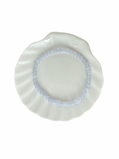 Blauwe Chalcedoon (Blue Lace Agaat) kogelarmband 4 mm