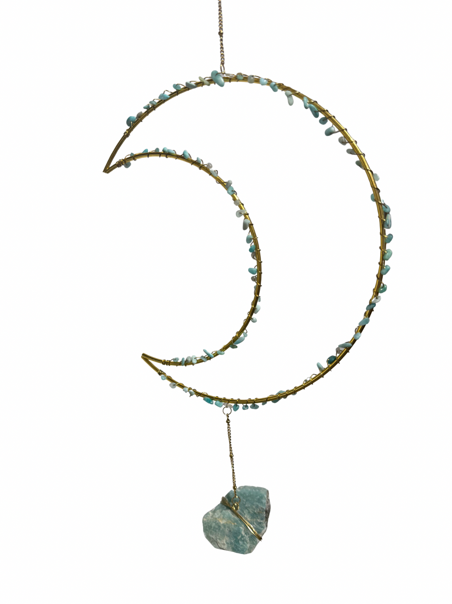 Edelsteen maan hanger Amazoniet