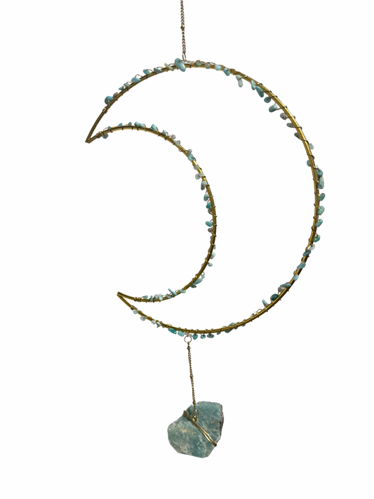 Edelsteen maan hanger Amazoniet