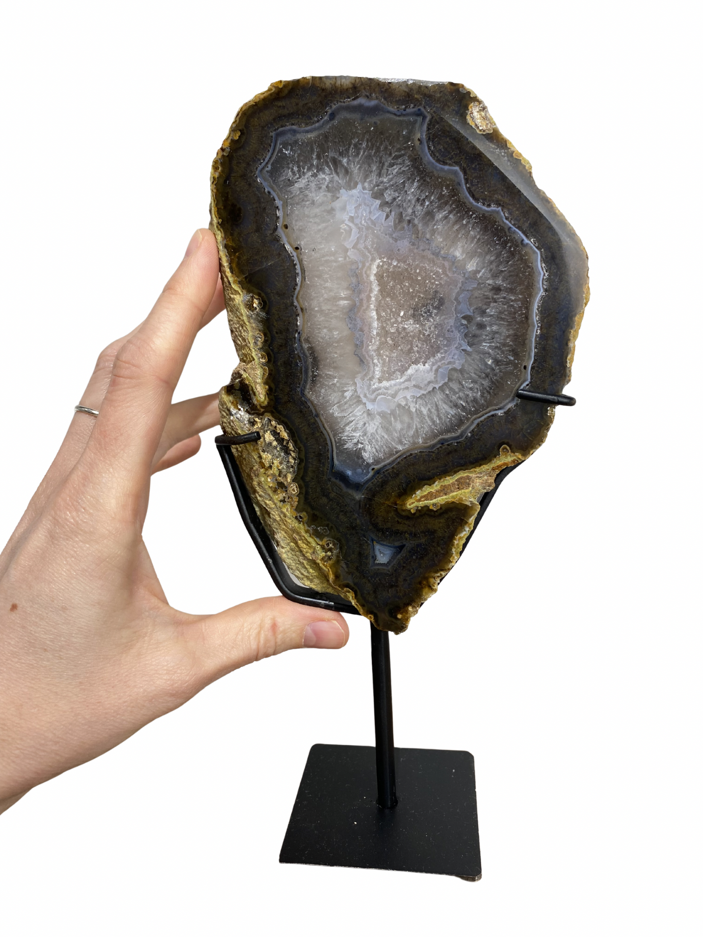 Agate tower with druzy Amethyst