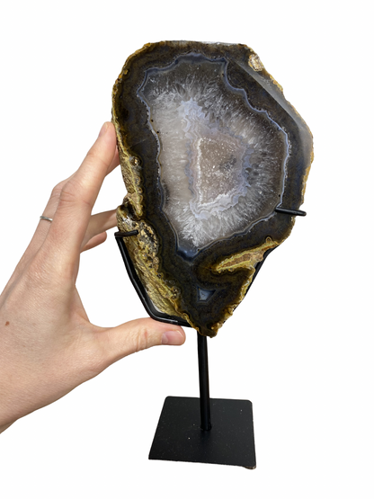 Agate tower with druzy Amethyst