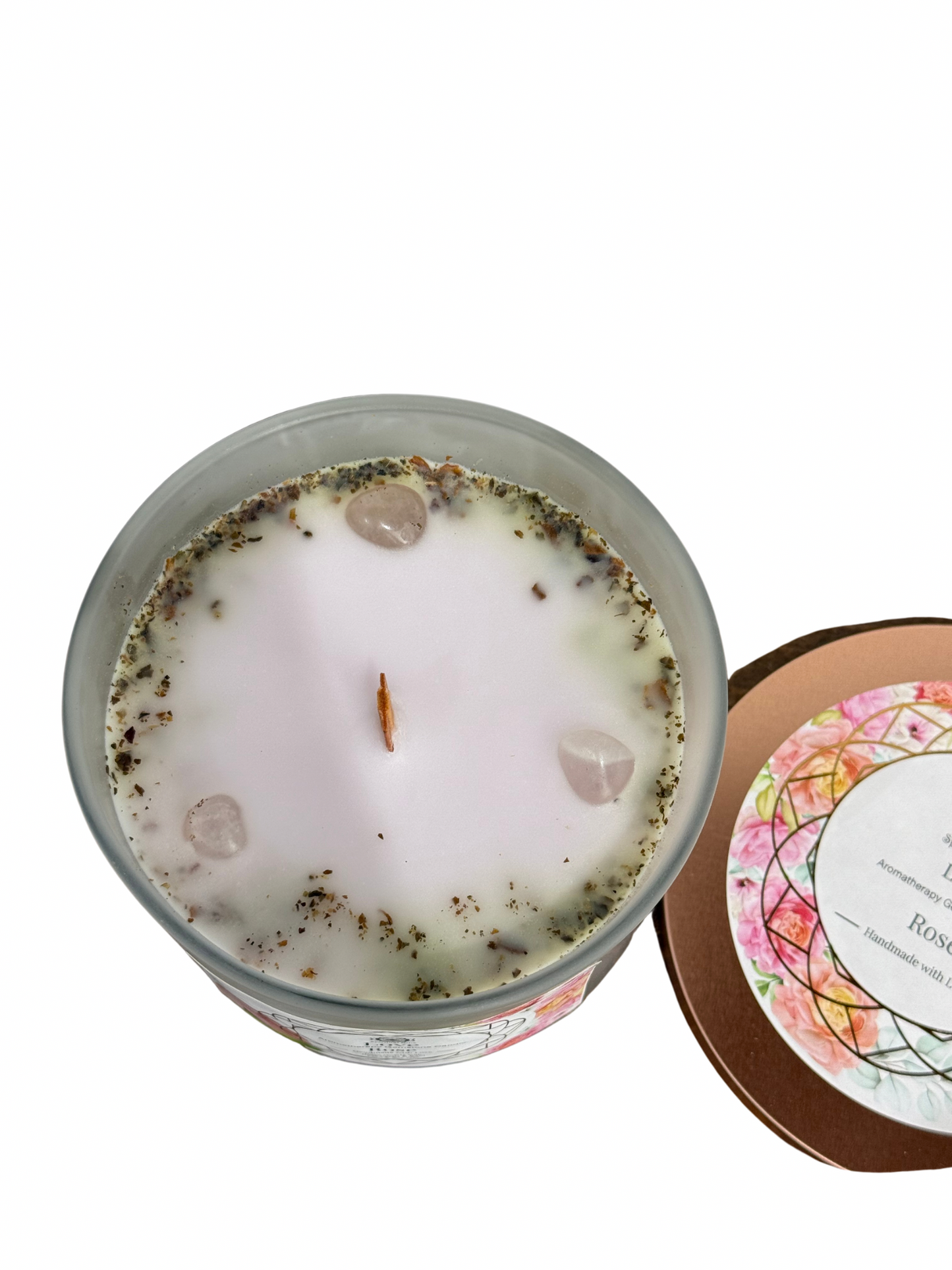 Gemstone scented candle Green Tree: Love - Rose