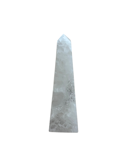 Agaat toren met druzy grijs / wit