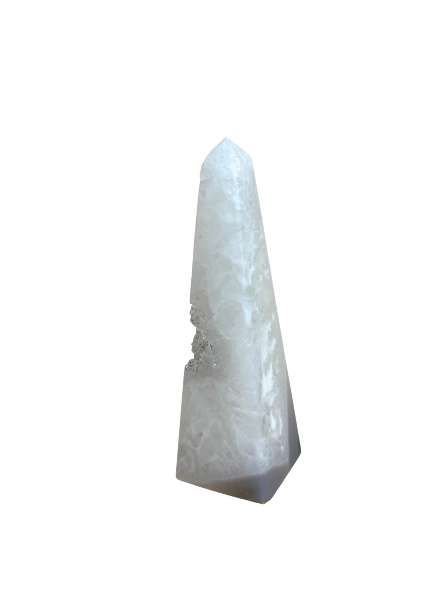 Agaat toren met druzy grijs / wit
