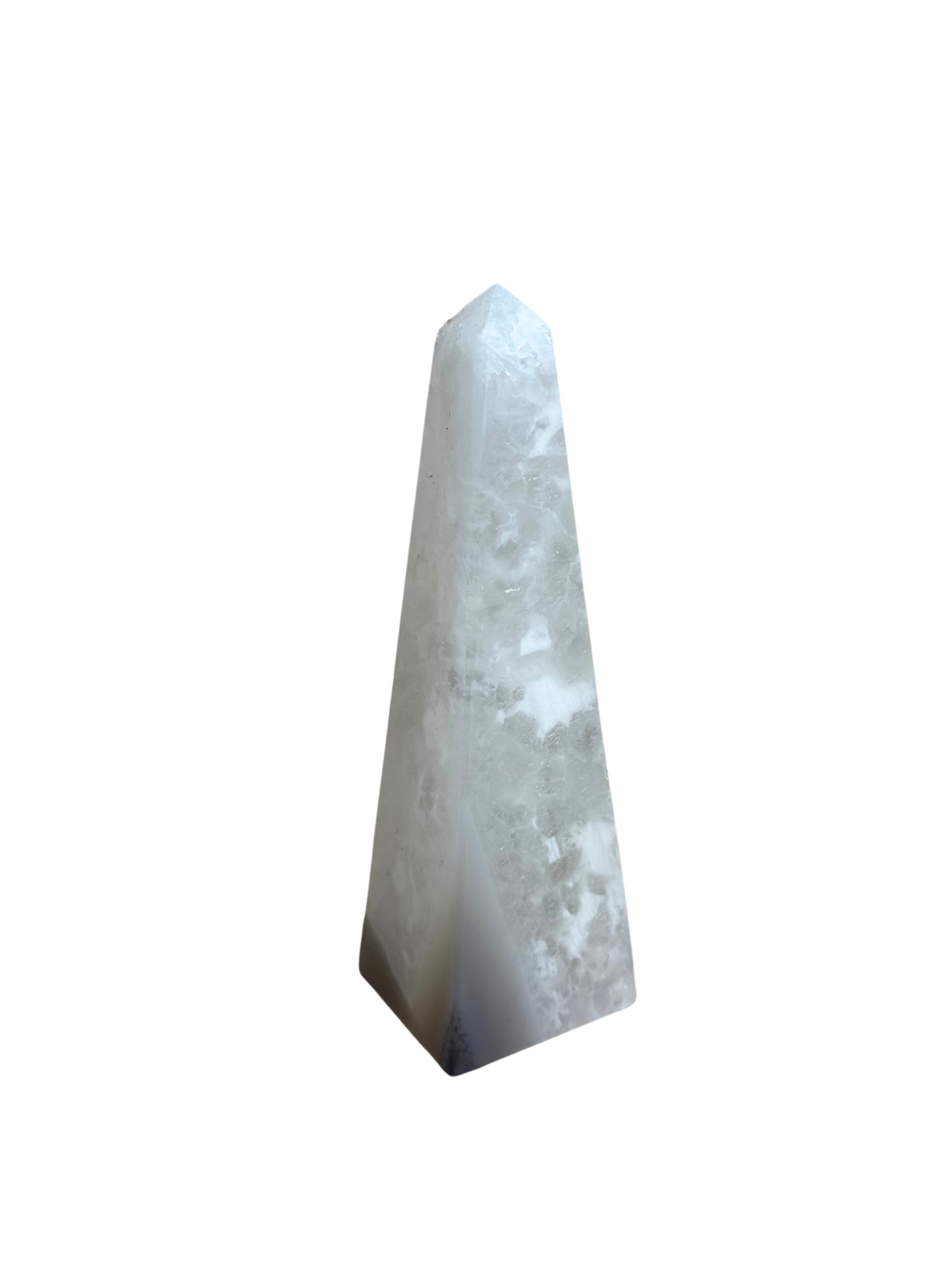 Agaat toren met druzy grijs / wit