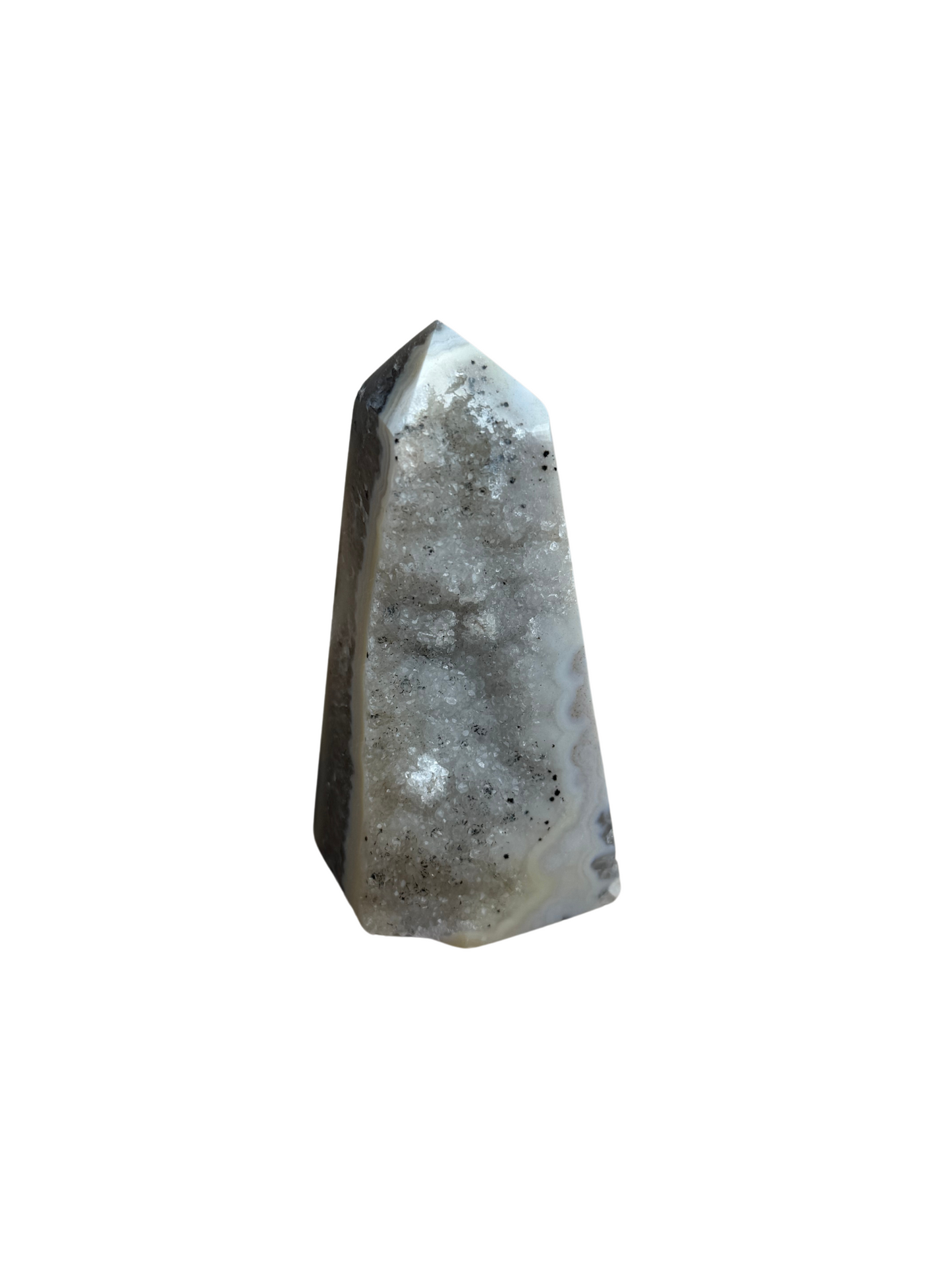 Agaat toren met druzy grijs