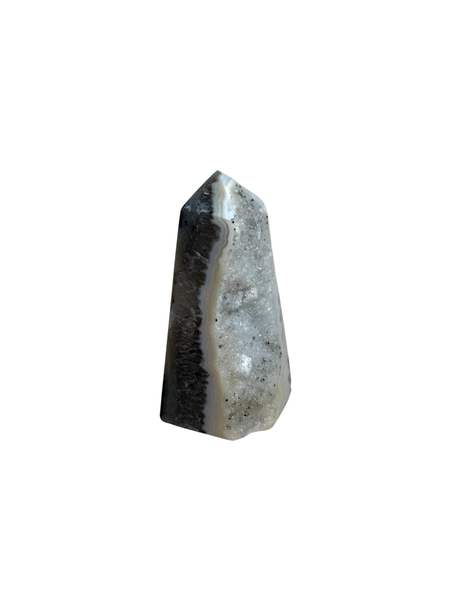 Agaat toren met druzy grijs
