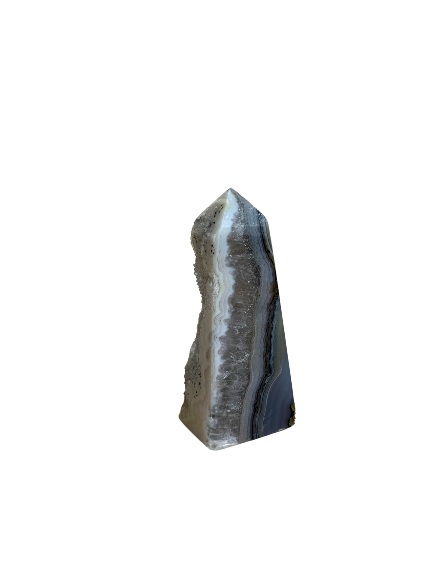 Agaat toren met druzy grijs