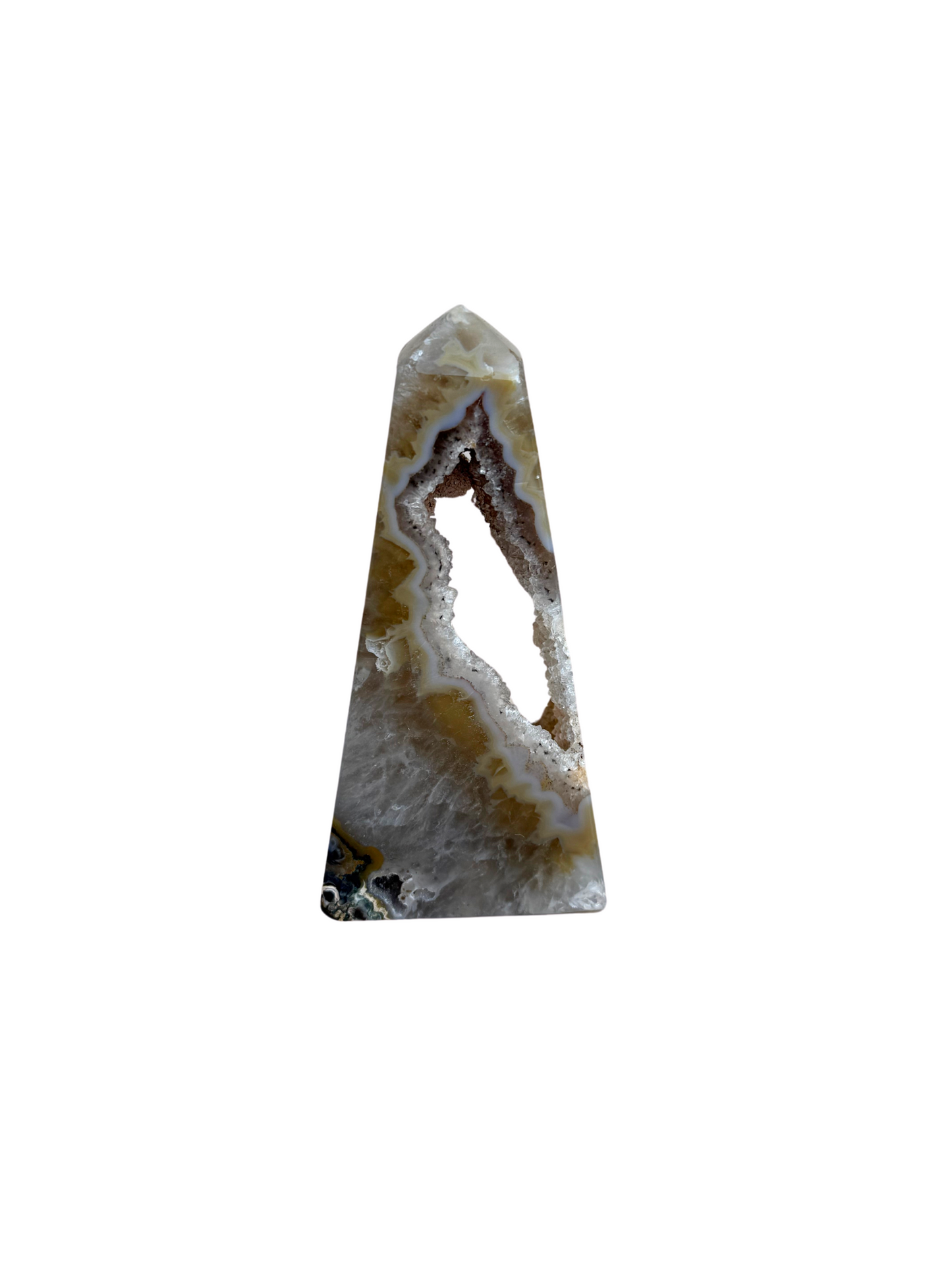 Agaat portal toren met druzy bruin