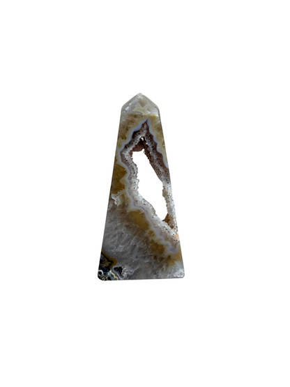 Agaat portal toren met druzy bruin