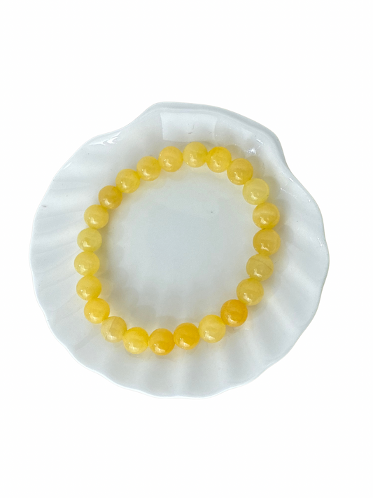 Oranje (Gele) Calciet kogelarmband 8 mm