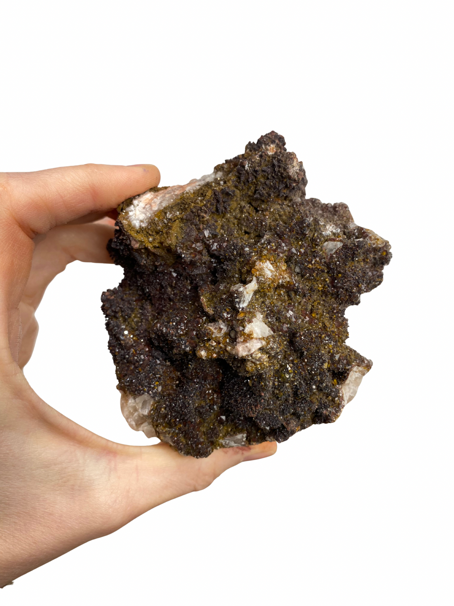 Mangaan Kwarts met Druzy Hematiet kristallen (Quartz Manganesse)