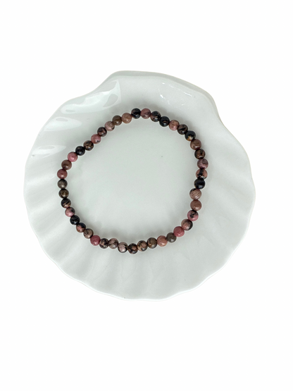 Rhodoniet kogelarmband 4 mm