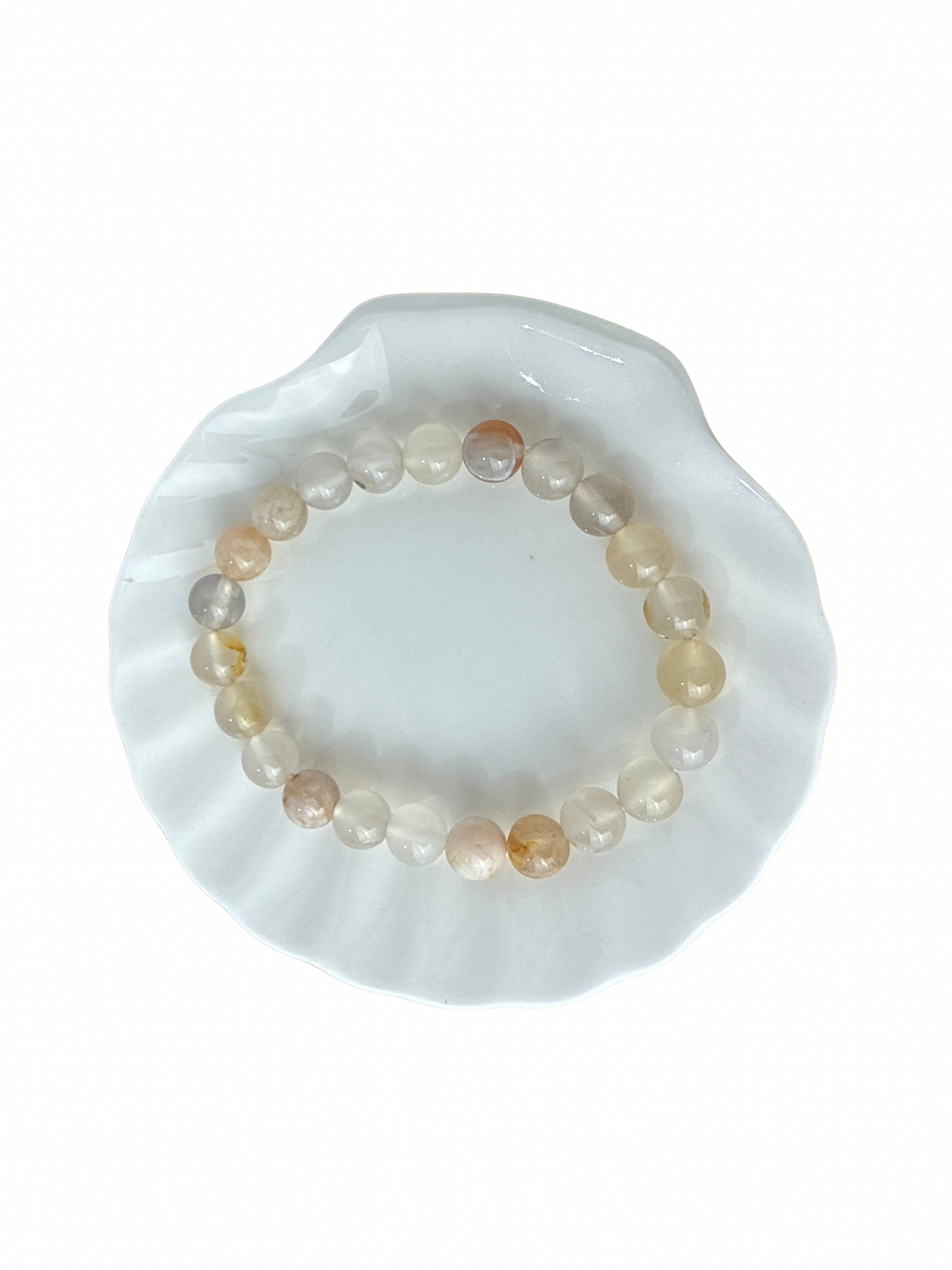 Bloemaagaat kogelarmband 8 mm